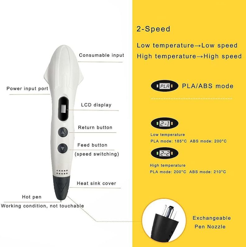 Lapiz impresora 3D SM-03 PLA ABS + 54mts filamentos - Blanco-6