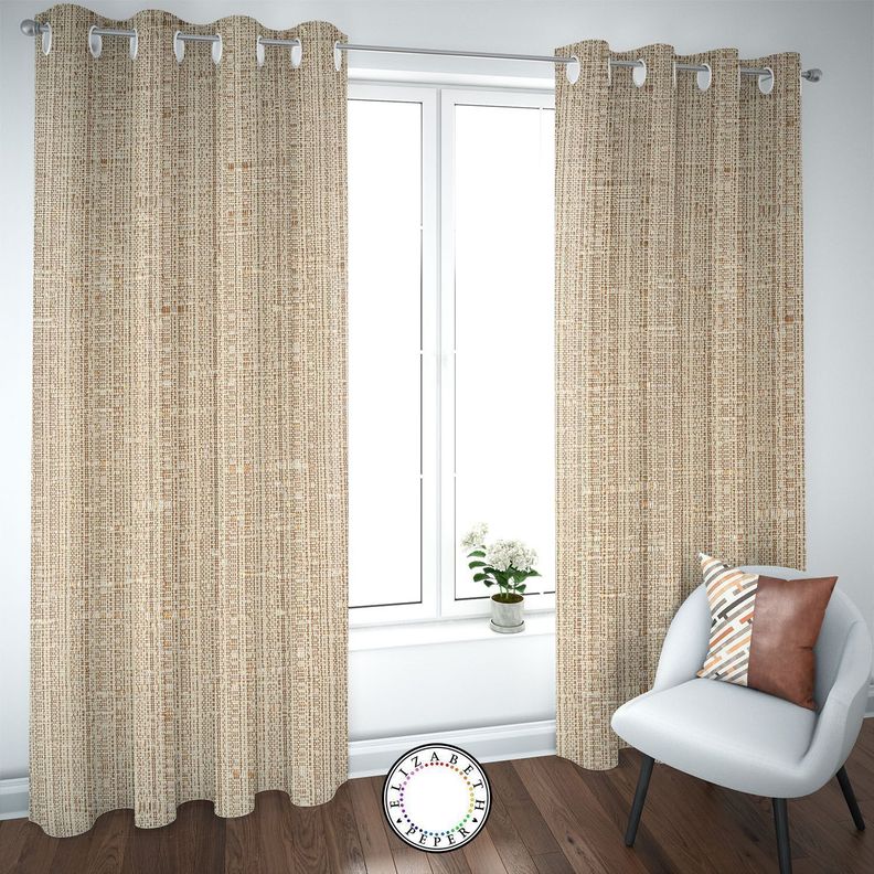 SET DE CORTINAS HOGAR 2 PAÑOS DE 140 X 220 CM BEIGE-0