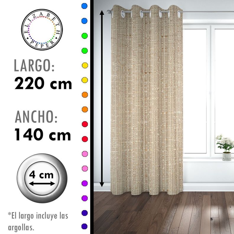 SET DE CORTINAS HOGAR 2 PAÑOS DE 140 X 220 CM BEIGE-2