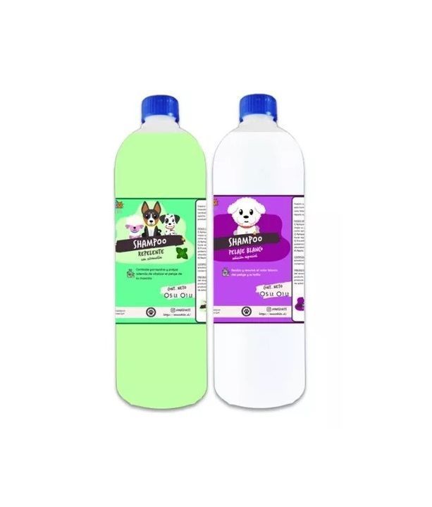 Pack Shampoo Perro Repelente Anti Pulgas + Pelaje Blanco 1lt-0