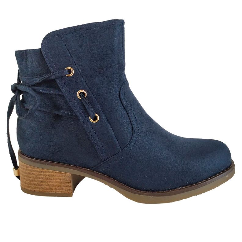 Botin de Mujer Taco Bajo Azul-0