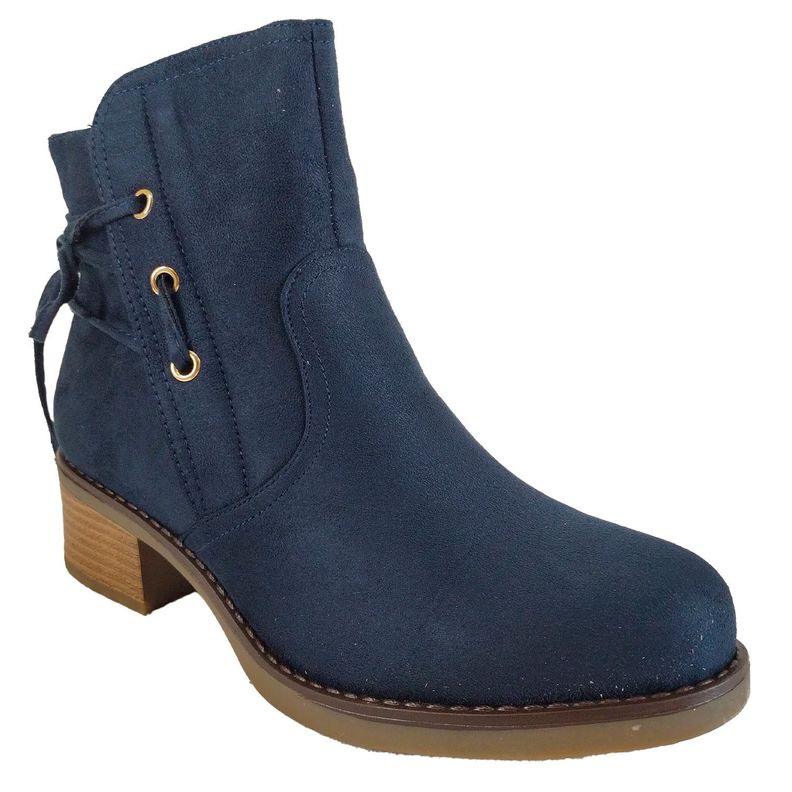 Botin de Mujer Taco Bajo Azul-3