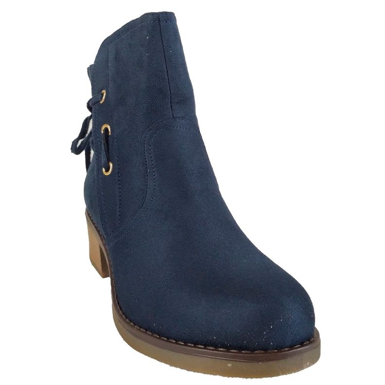 Botin de Mujer Taco Bajo Azul-1