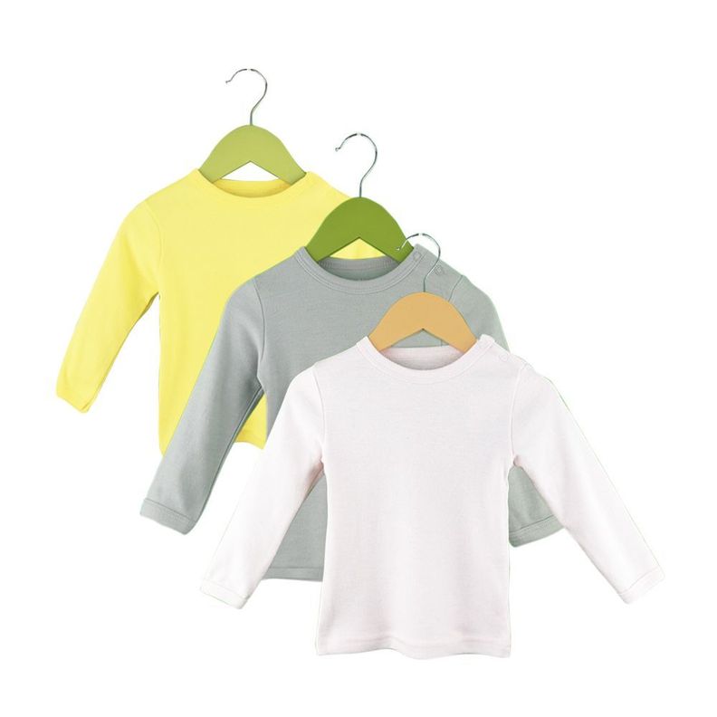 Set de Tres Camisetas Lisas de Algodón para Bebé Unisex Pumucki-0
