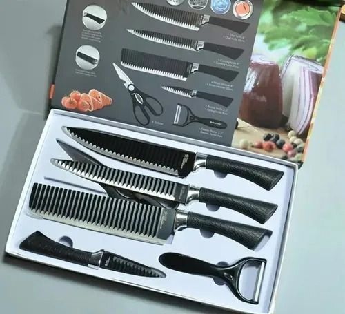 Set De 6 Cuchillos Juego Cuchillos Cocina Tijera Pelador Pro-2