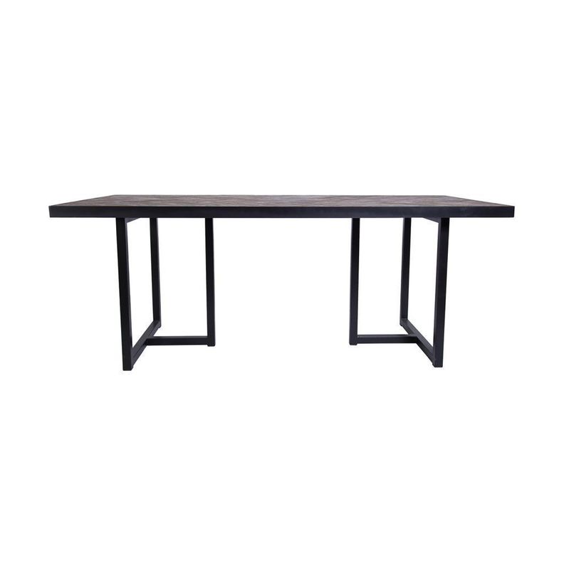 Mesa Comedor Darjan madera olmo y acero color negro.-2