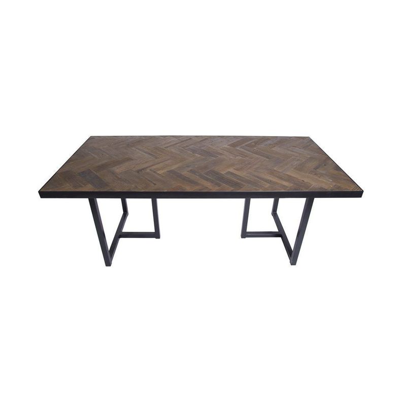 Mesa Comedor Darjan madera olmo y acero color negro.-3