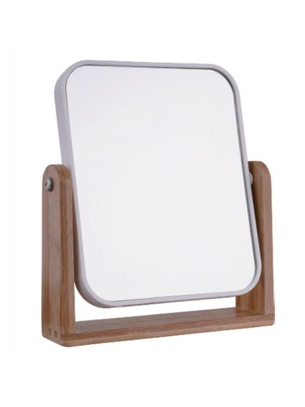 Espejo rectangular de mesa con base madera-0