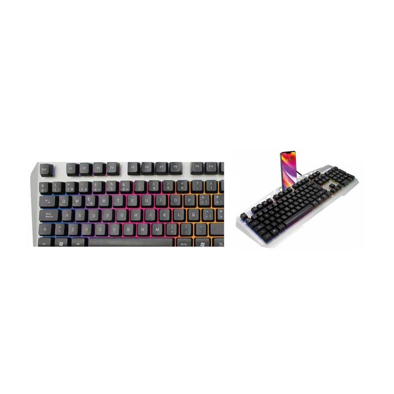 Teclado Gamer Pc Usb Retroiluminado Metálico Gris - Ps-1