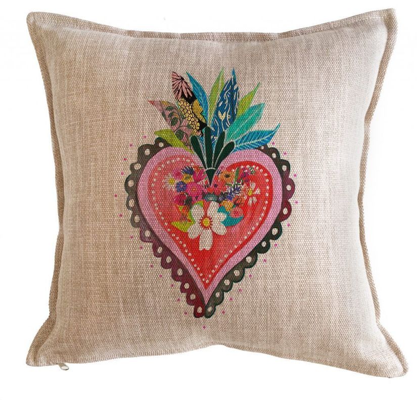 Cojin Corazon Frida, 45x45 Beige