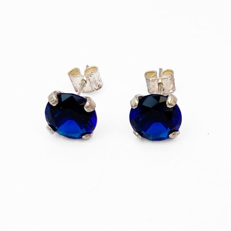 Aros Circón Plata 8mm Azul-0