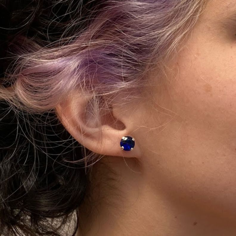 Aros Circón Plata 8mm Azul-2