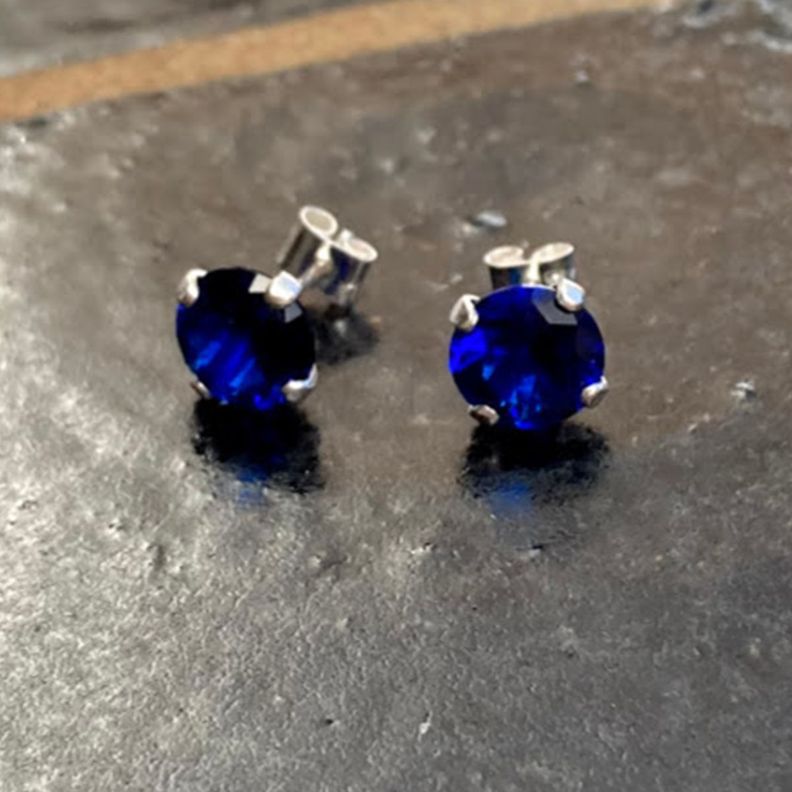 Aros Circón Plata 8mm Azul-1
