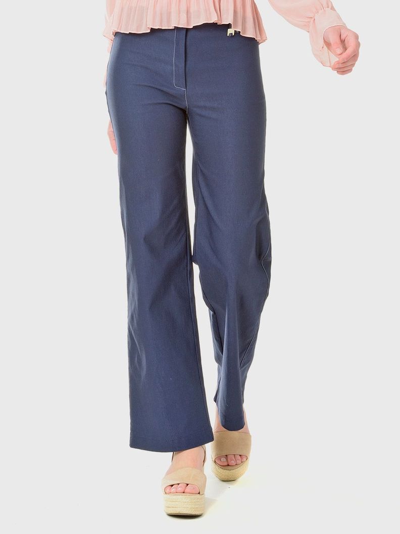 Pantalón Ancho Gabardina Azul Marino-0