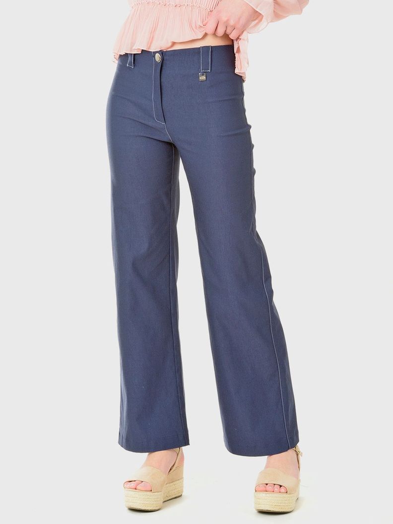 Pantalón Ancho Gabardina Azul Marino-2
