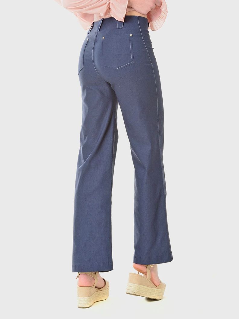 Pantalón Ancho Gabardina Azul Marino-5