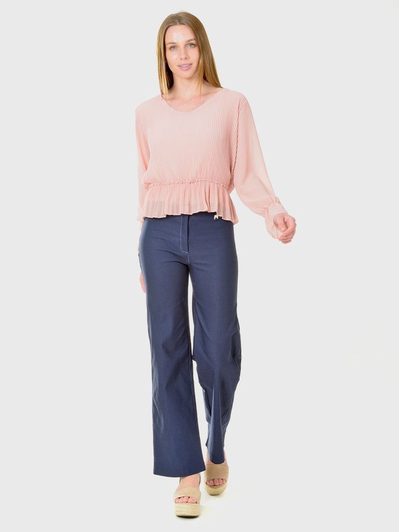Pantalón Ancho Gabardina Azul Marino-1