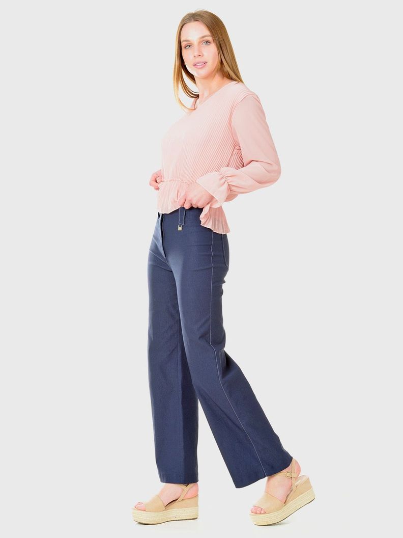 Pantalón Ancho Gabardina Azul Marino-3