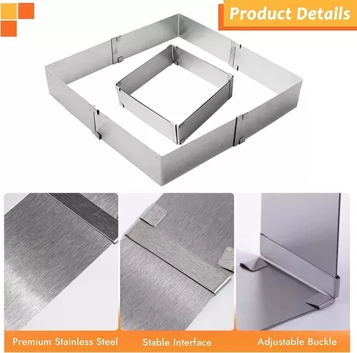 Molde De Torta Moldes Para Tortas Cuadrado Ajustable Queque-3