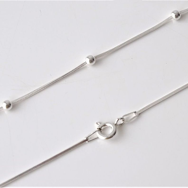 Cadena Con Puntos De Plata Fina - MABELITA-3