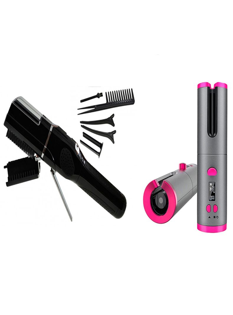 Maquina corta punta + ondulador inalambrico de cabello -0