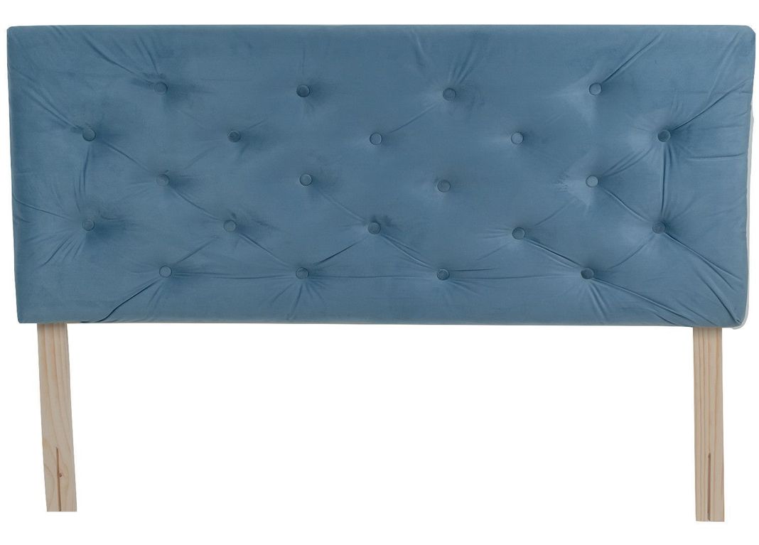 Cama Americana 2P + Colchon de resortes + Respaldo Azul petroleo  Felpa Pmetal-2