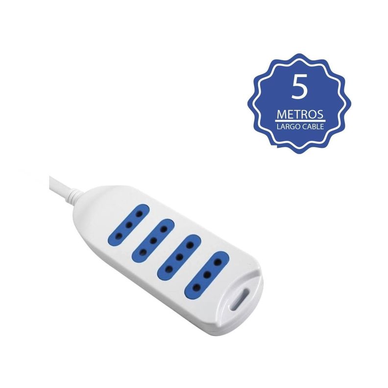 Alargador Extencion 4 entradas 5mt Blanco-0