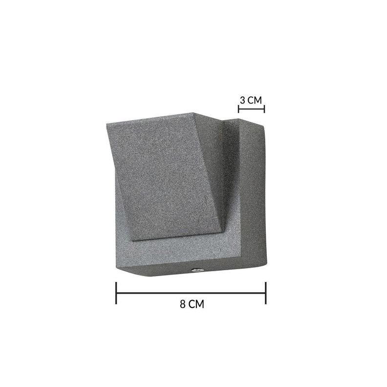Apliqué LED Decorativo Exterior Para Pared 3W Gris-2