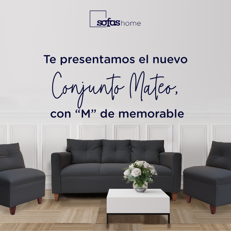 Juego Living Mateo Chenille Grafito Pata Madera 3C.1C.1C-3