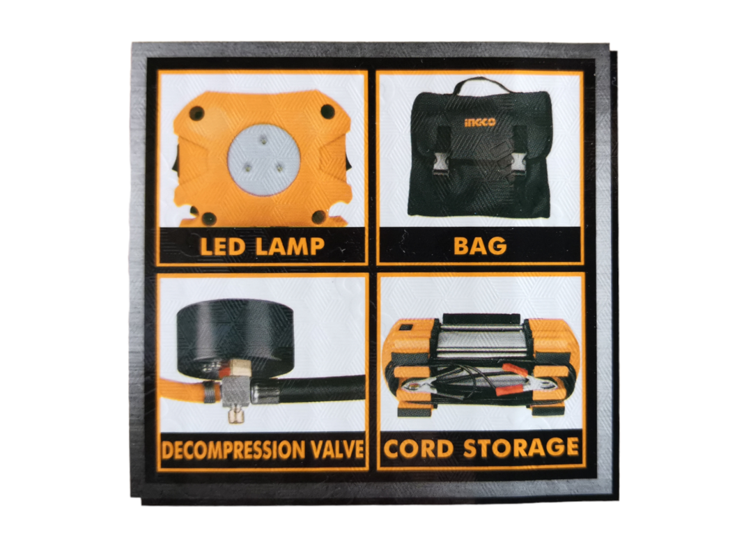 Compresor De Aire Para Auto Ingco 13.5 V 120 Psi 18 A + 5 Ac-3