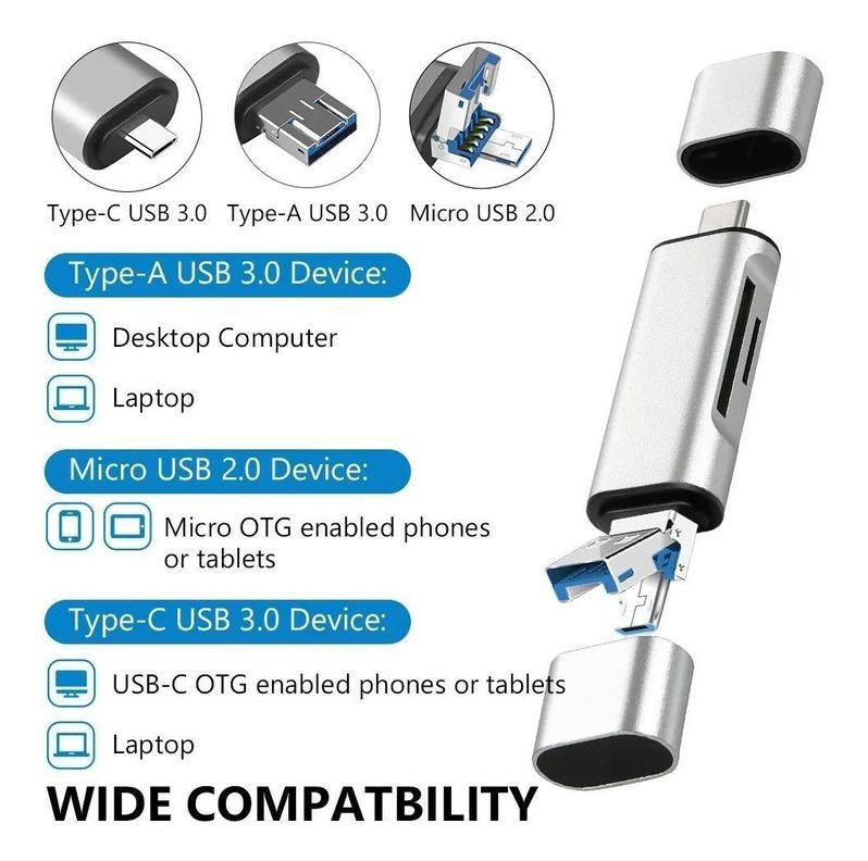 Adaptador 3 En 1 Lector Tarjetas Sd/tf Micro Sd, Usb3.0 Dual-5