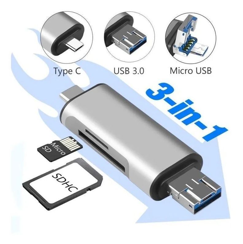 Adaptador 3 En 1 Lector Tarjetas Sd/tf Micro Sd, Usb3.0 Dual-1