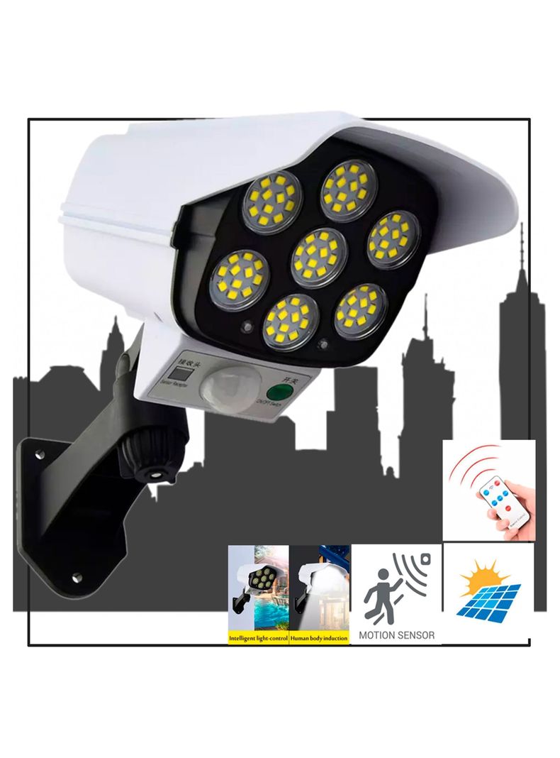 Foco solar control remoto tipo camara seguridad-2