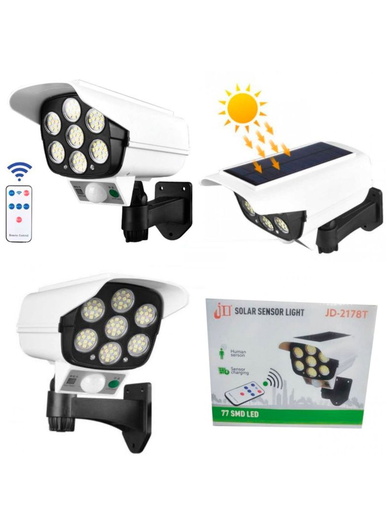 Foco solar control remoto tipo camara seguridad-1