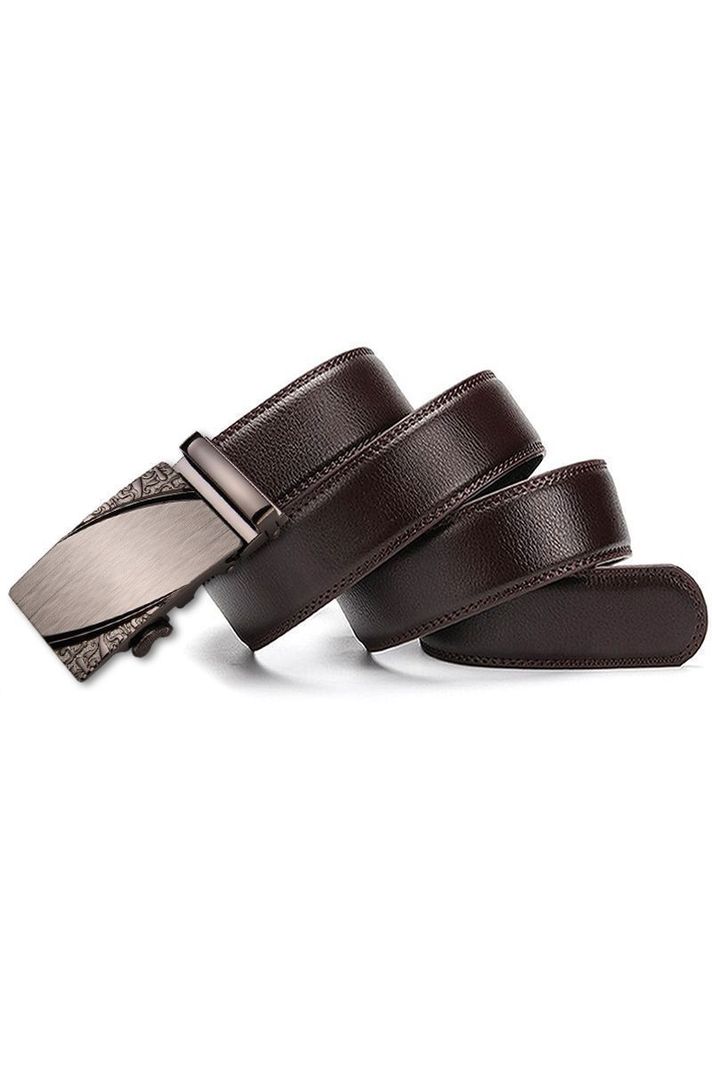 Cinturon ejecutivo automatico cuero café hombre. Etrusco Plated-0