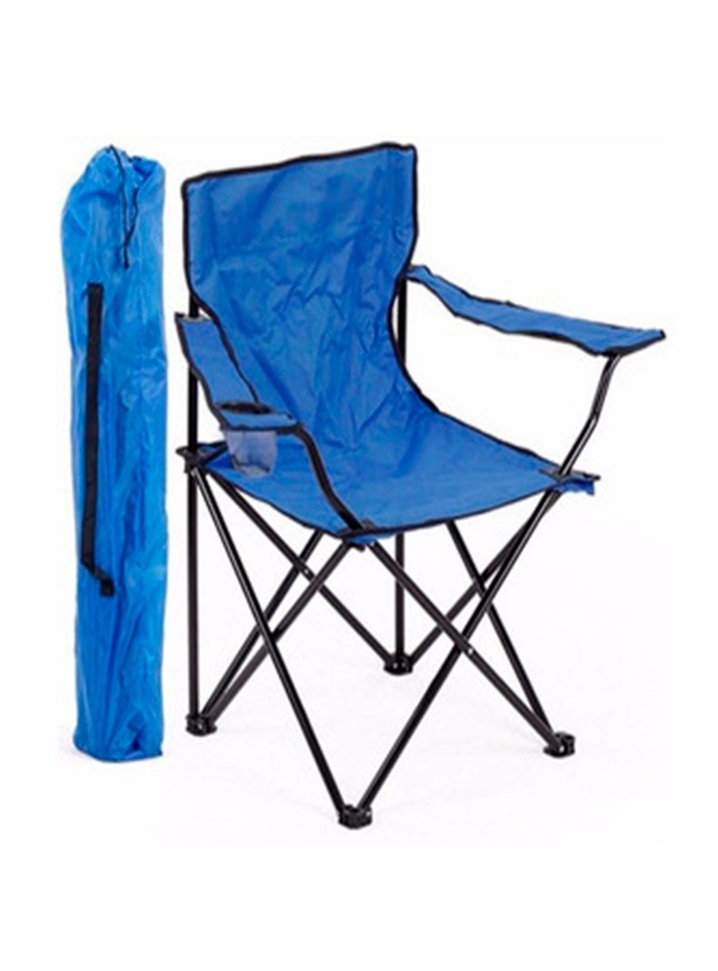 Silla plegable camping con portavaso azul-1