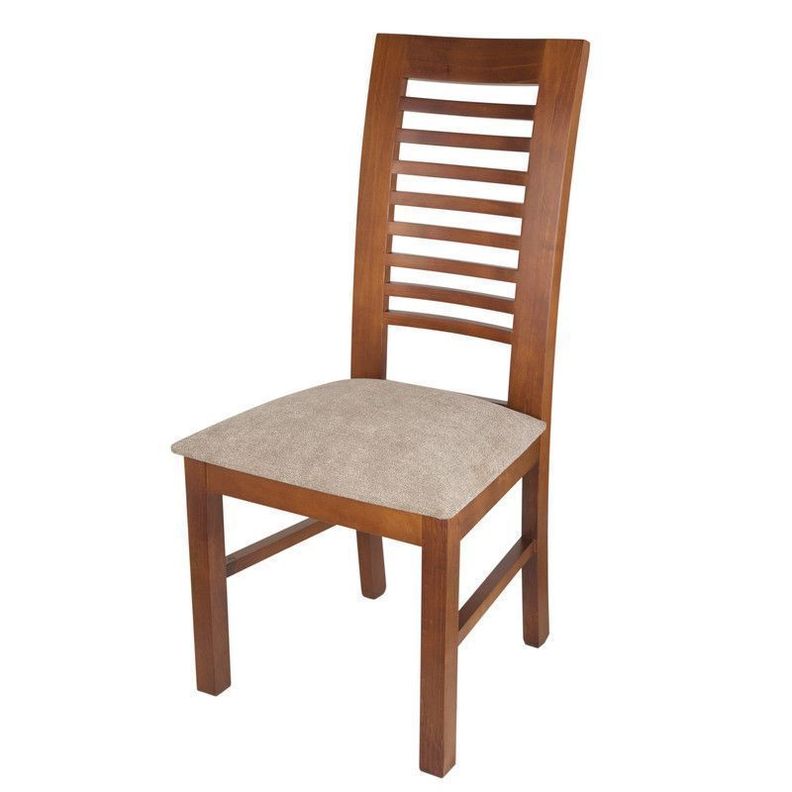 JUEGO DE COMEDOR LUCIANA RECTANGULAR 8 SILLAS MADERA COLOR MIEL TAPIZ CAFÉ JASPEADO-3