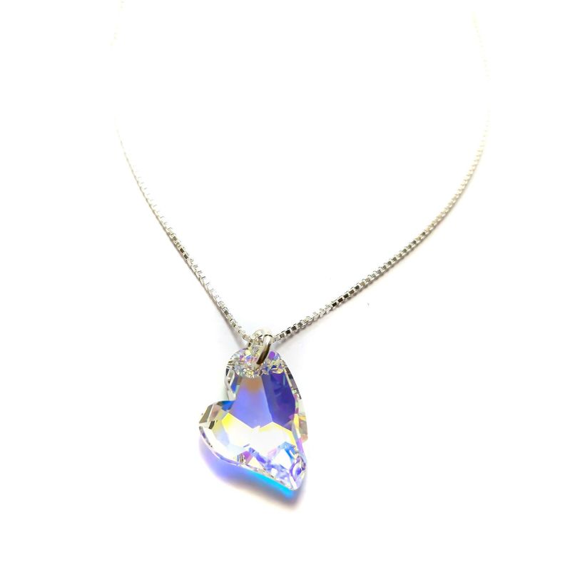 Collar Corazón Cristal Austriaco Aurore Boreale 45cm Plata Fina 925-0
