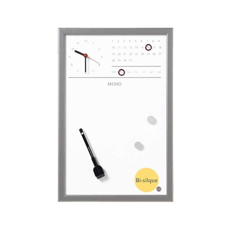 Pizarra Magnética Reloj 45x30 Marco Gris-0