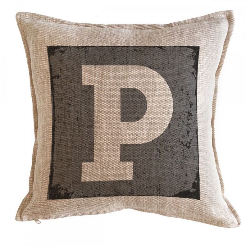 Cojin Letra P Gris-Linet Arena 45x45 Beige