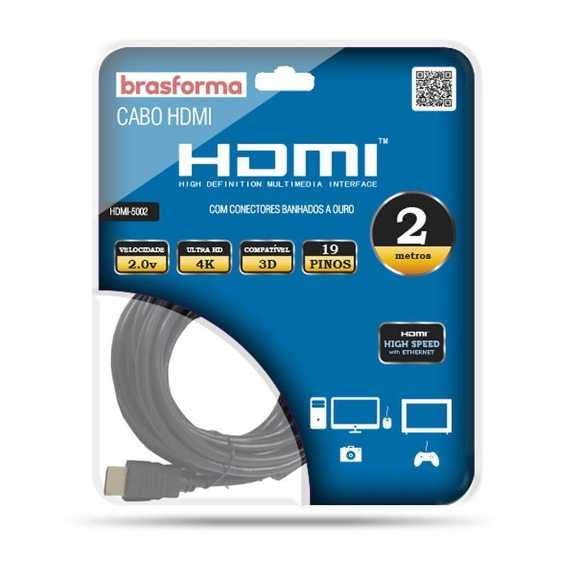 Cable HDMI 2 metros 4k 2.0V 3D Ready ARC HDMI5002-0
