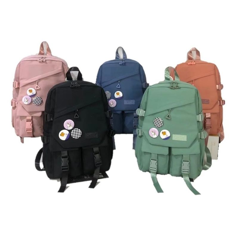Mochila Bolso Escolar Juvenil Impermeable Gran Capacidad Rosada-3