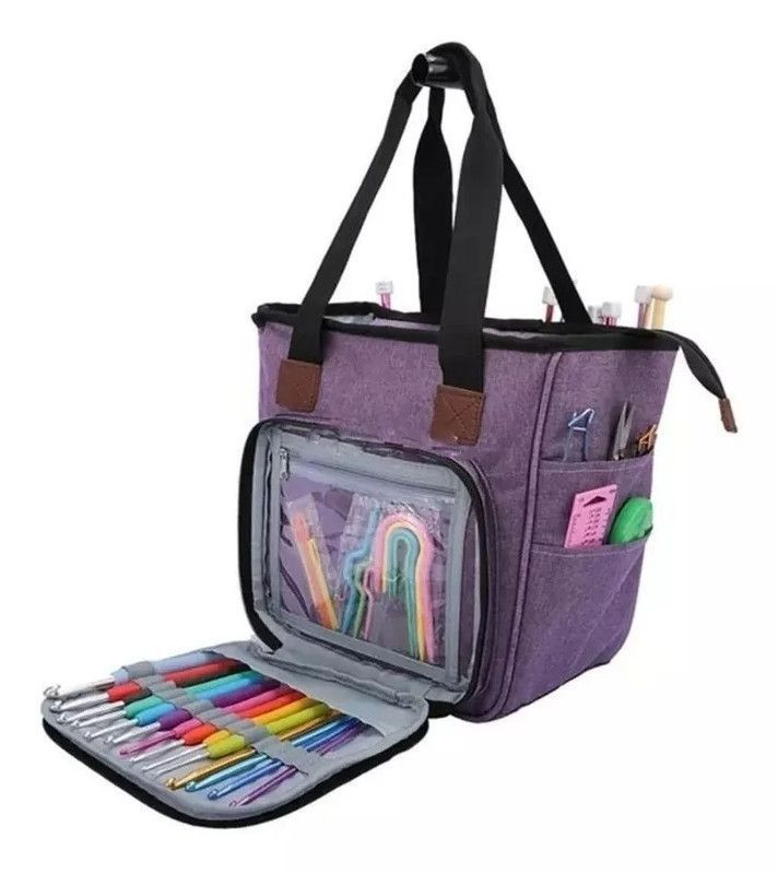 Bolso Porta Tejido Lana Crochet Tipo Cartera-0