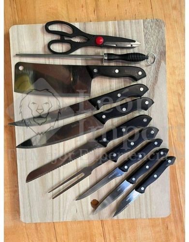 Set Kit Parrillero Tabla Cuchillos 11 Piezas Asado Parrilla-2