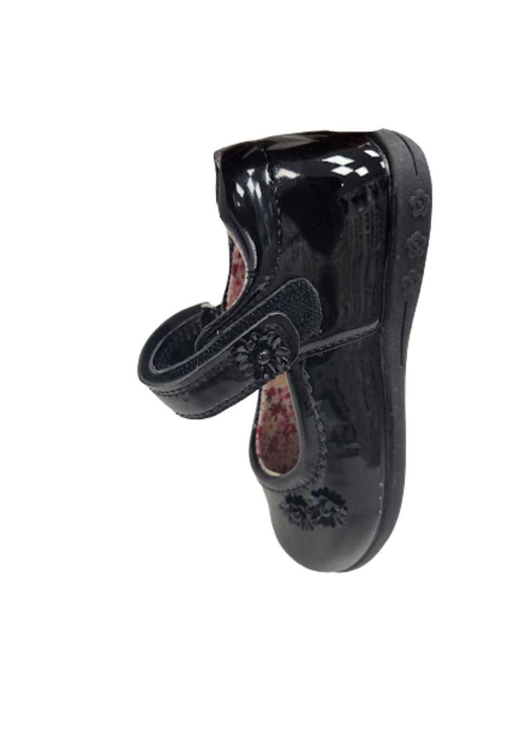 Zapato Velcro Negro Niña Charol-2