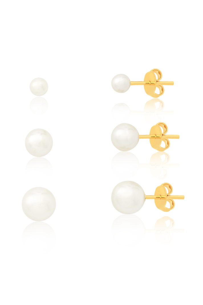 PACK 3 AROS MUJER ORO LAMINADO PERLAS - DORADO-0
