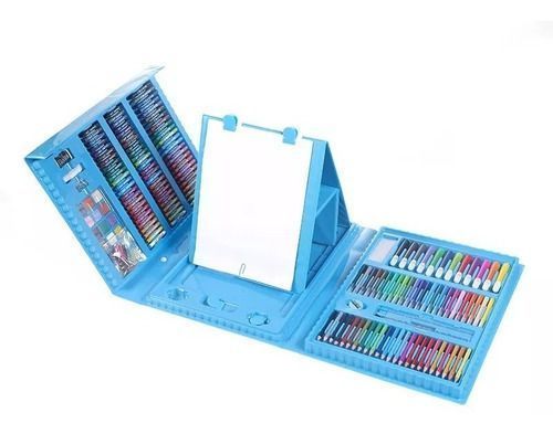 208 Piezas De Arte Para Niños Kit Set De Dibujo Celeste-0