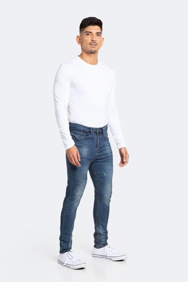 Jeans Hombre Skinny Azul con Drimen Focalizado Suave-1