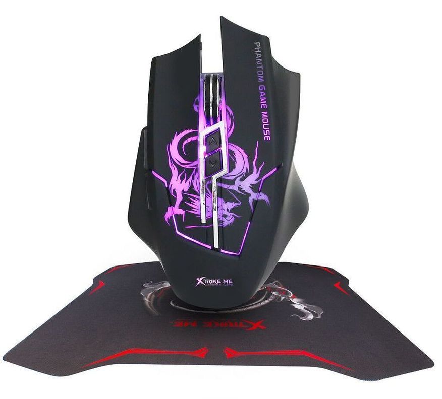 KIT MOUSE+MOUSEPAD GAMING XTRIKE ME 3200 DPI NEGRO-0
