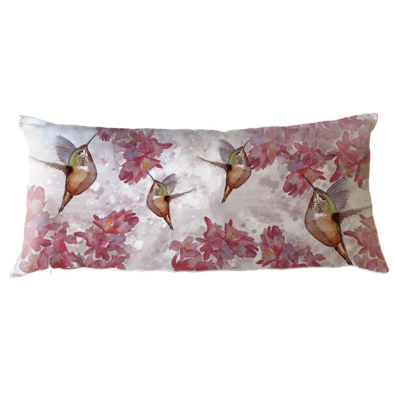 FUNDA COJIN ALGODON  PICAFLOR FLOR FUCSIA XL Diseno 1